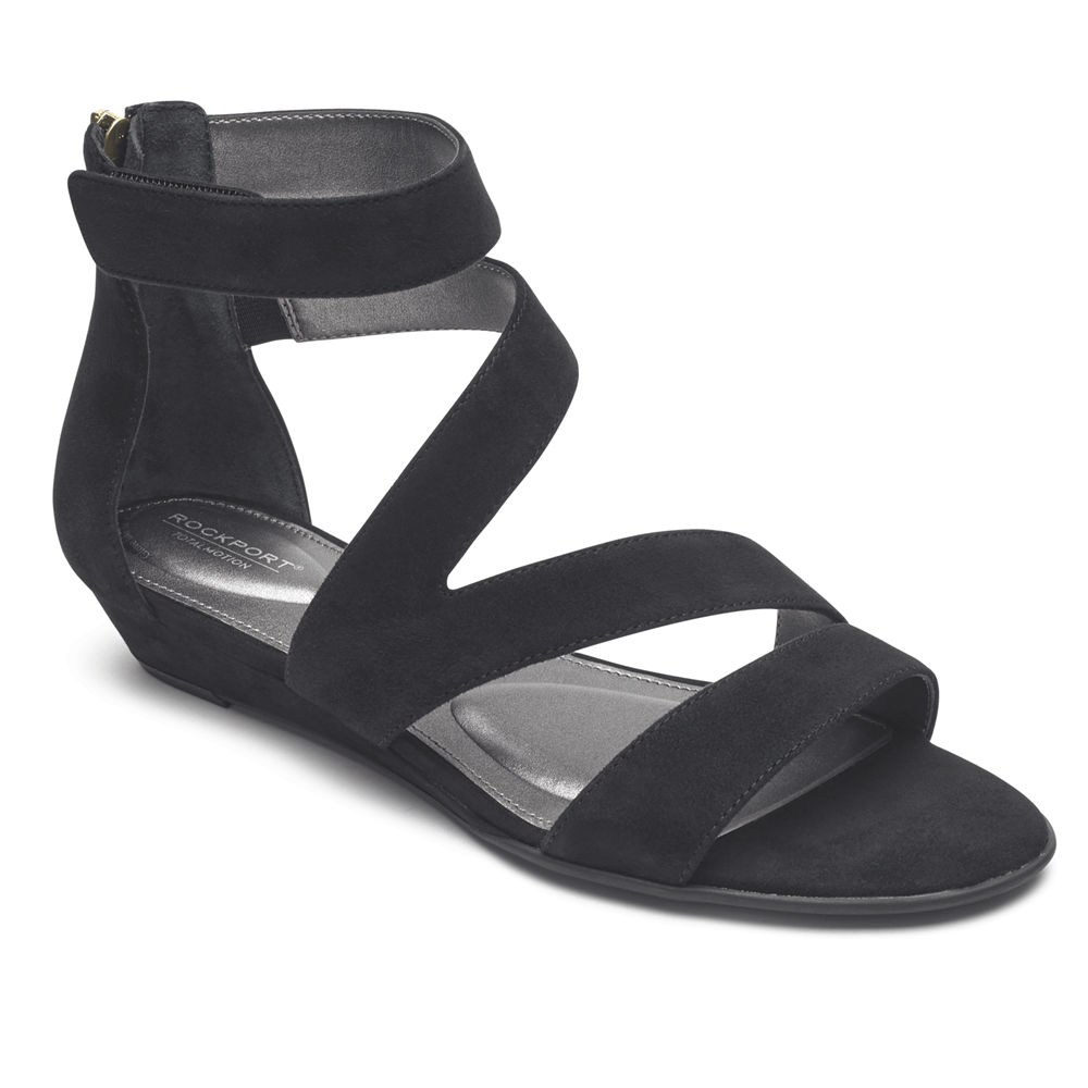 Rockport Womens Sandals Black - Total Motion Zandra Strappy - UK 482-IGNKJW